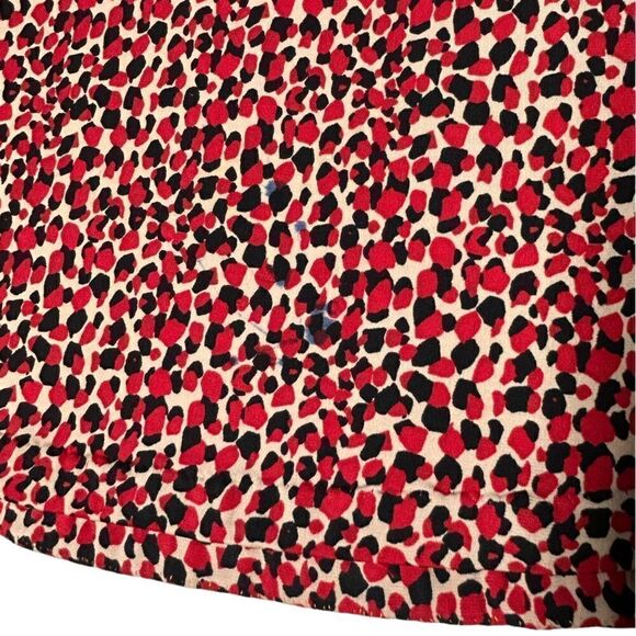 Evan Picone Black Label Tan Red Polka Dots Dress Short Sleeve Mini Dress V-neck - Picture 6 of 7